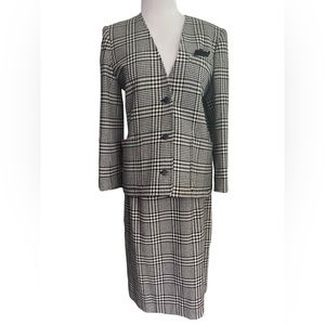 Vintage Windsmoor Houndstooth Wool Blend Skirt Suit Size 14 (best fit M)